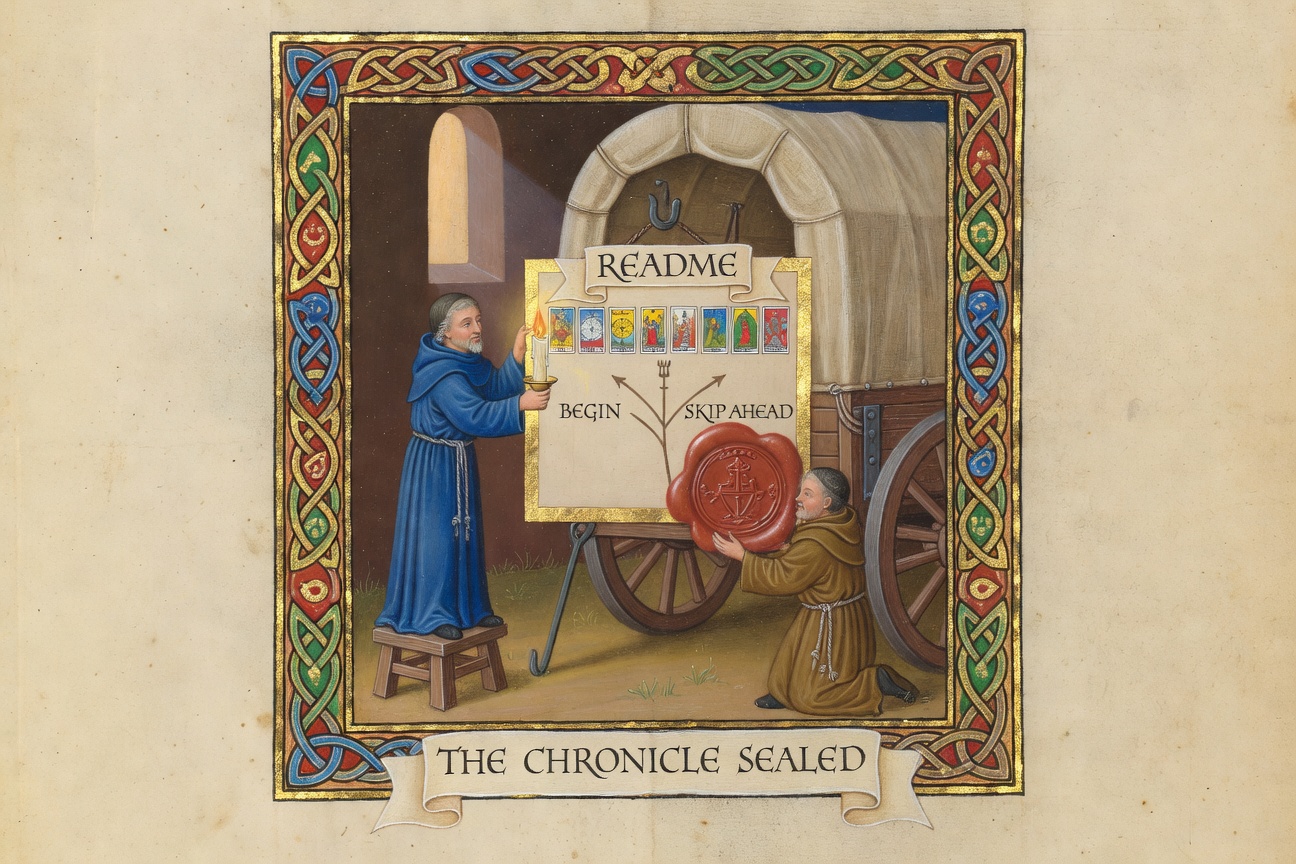 The Chronicle Sealed — the signboard is hung and the wax seal pressed