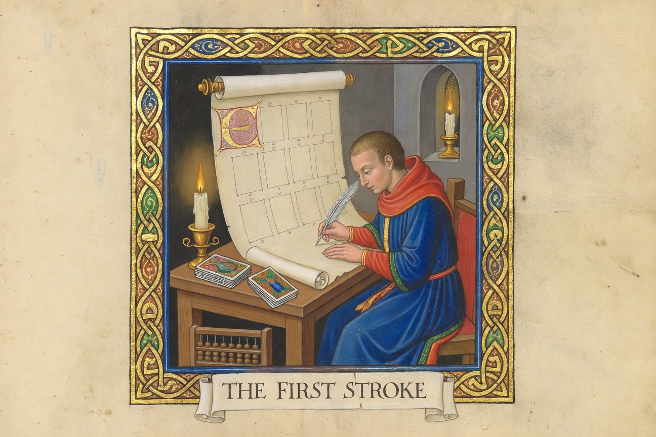 The First Stroke — a scribe begins the page